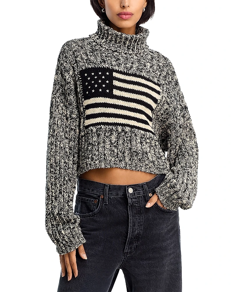 Denimist American Flag Cropped Sweater