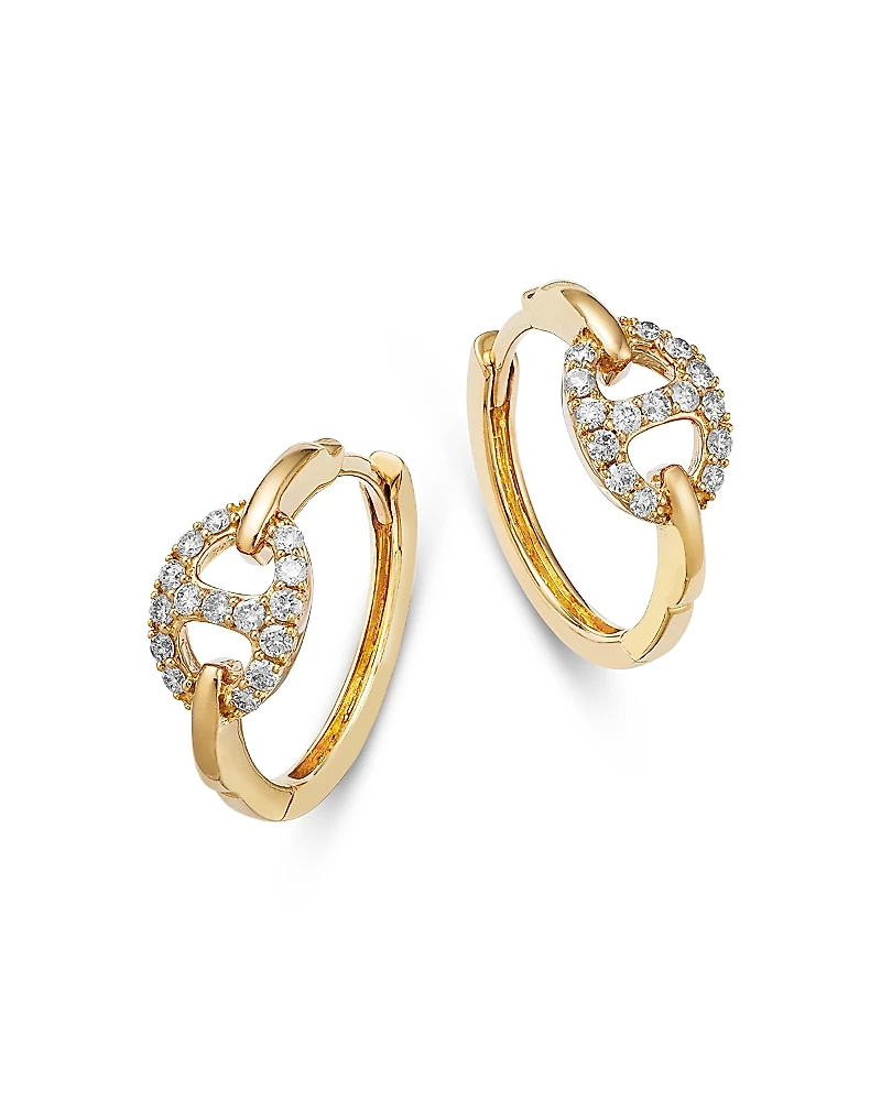 Bloomingdale's Fine Collection Diamond Link Huggie Hoop Earrings