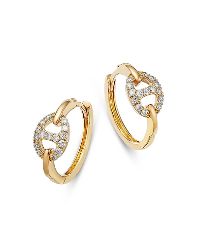 Bloomingdale's Fine Collection Diamond Link Huggie Hoop Earrings