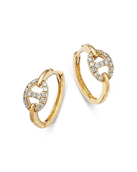 Bloomingdale's Fine Collection Diamond Link Huggie Hoop Earrings