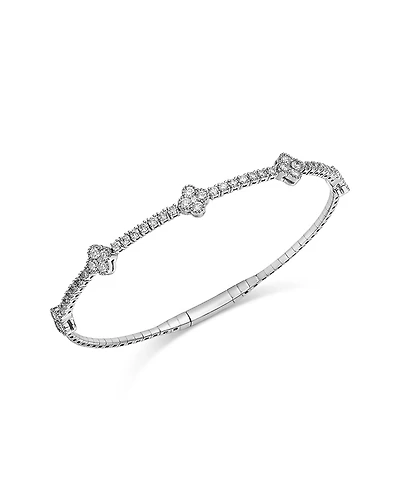 Bloomingdale's Fine Collection Diamond Clover Flexible Bangle Bracelet