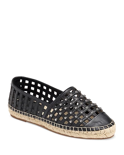 Cinq a Sept Women's Rochel Leather Cage Studded Espadrille Flats