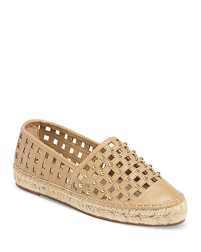 Cinq a Sept Women's Rochel Leather Cage Studded Espadrille Flats
