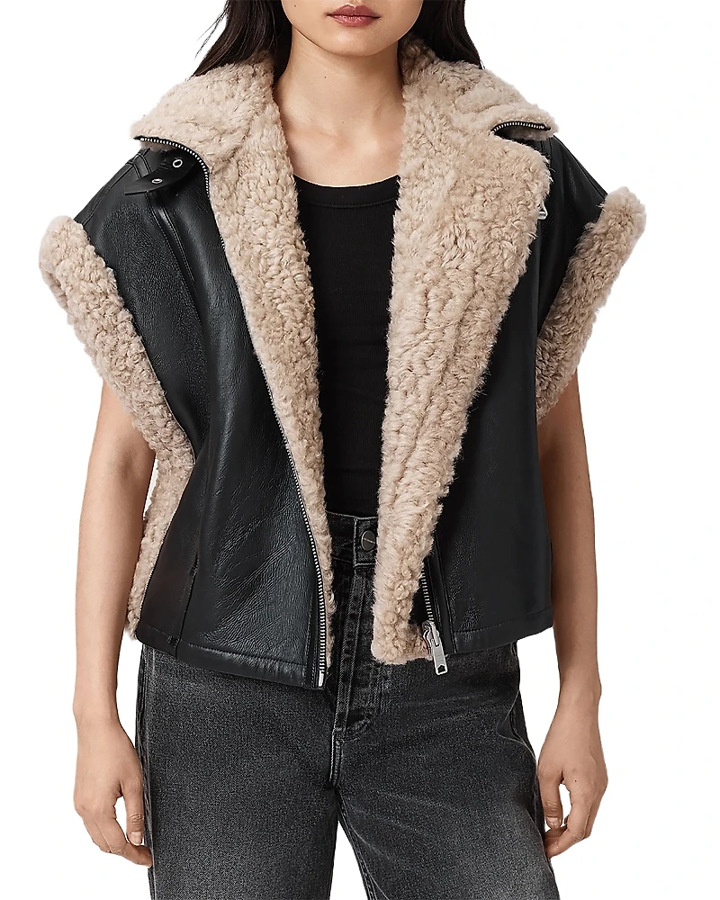 Allsaints Marlin Shearling Leather Vest