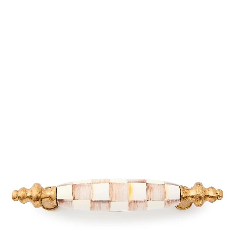 MacKenzie-Childs Mocha Check Brass Drawer Pull