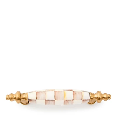 MacKenzie-Childs Mocha Check Brass Drawer Pull