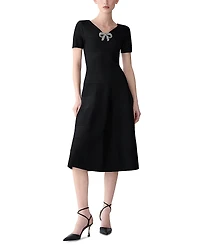 Carolina Herrera Embellished V Neck Flare Dress