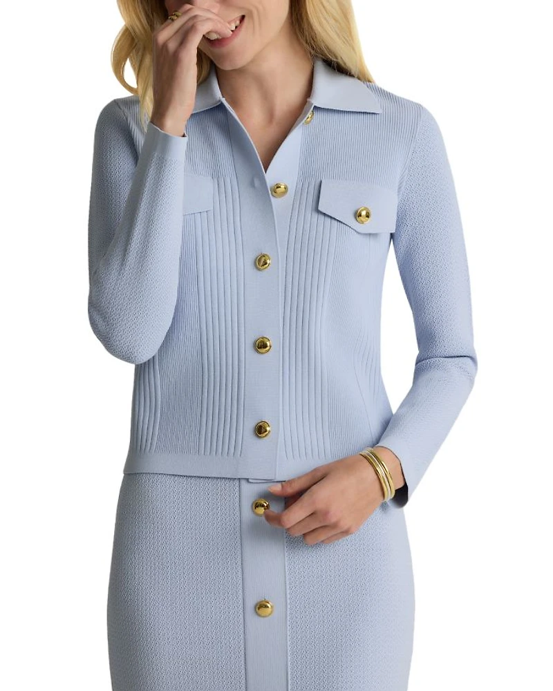 Mixed Rib Knit Jacket