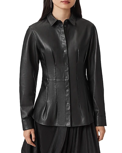 Allsaints Larson Lea Leather Shirt