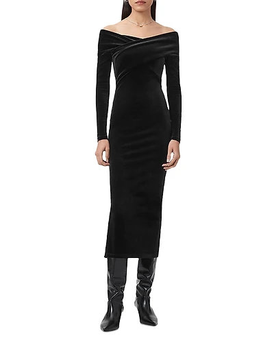 Allsaints Delta Velvet Midi Dress