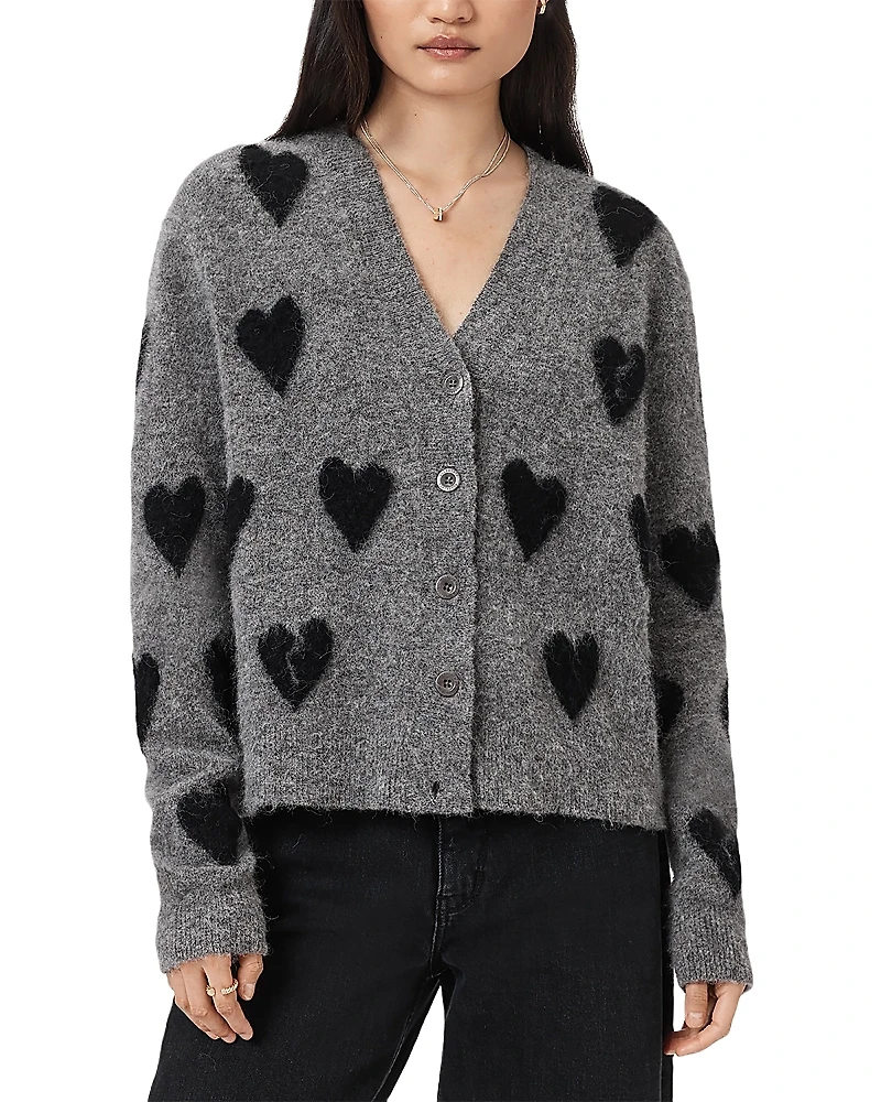 Allsaints Amora Heart Print Cardigan