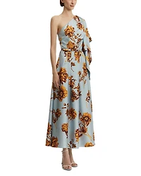One Shoulder Silk Drape Dress