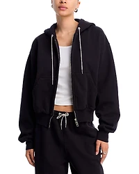 alexanderwang. t Rhinestone Drawstring Zip Up Hoodie