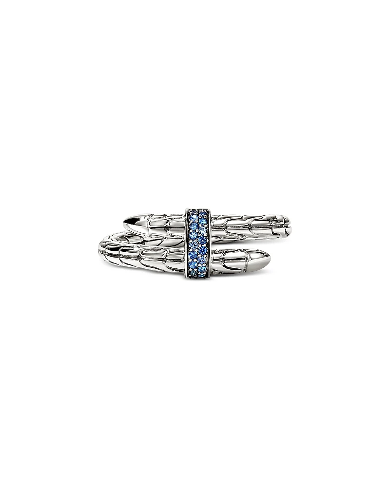 John Hardy Sterling Silver Spear Blue Sapphire Coil Ring