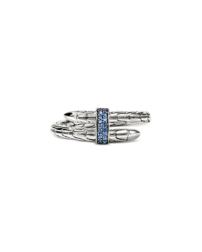 John Hardy Sterling Silver Spear Blue Sapphire Coil Ring
