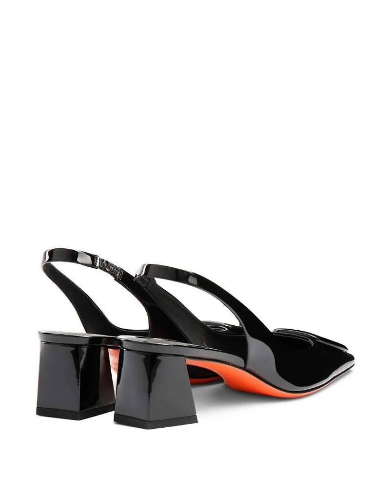 Women's Patent Leather Mid-Heel Slingback Pumps