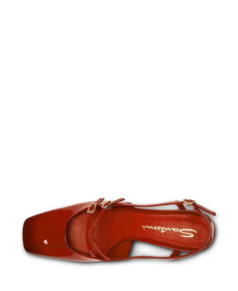 Women's Patent Leather Mid-Heel Slingback