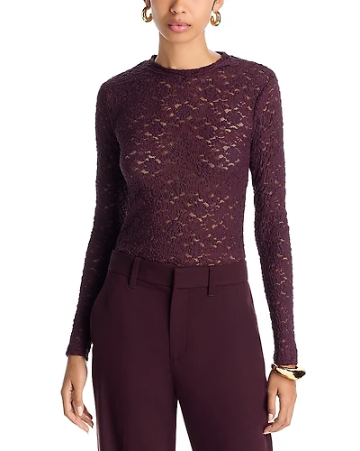 Aqua Puckered Lace Long Sleeve Top - Exclusive