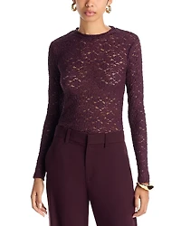 Aqua Puckered Lace Long Sleeve Top - Exclusive