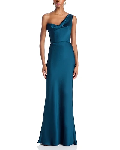 Amsale Draped One Shoulder Dress