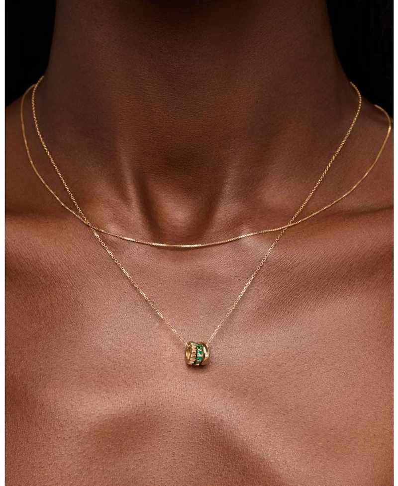 Solid Emerald Zeno Charm Necklace