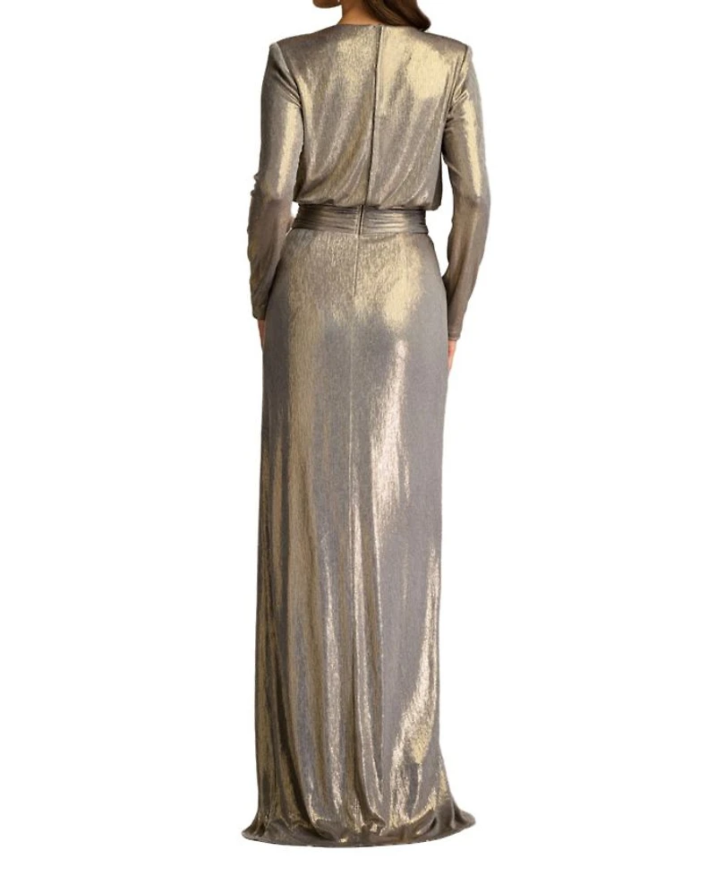 Pomona Metallic Waterfall Flounce Gown