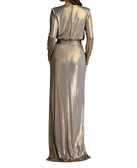 Pomona Metallic Waterfall Flounce Gown