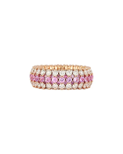 18K Rose Gold Giotto Pink Sapphire & Diamond Multirow Stretch Ring