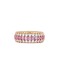18K Rose Gold Giotto Pink Sapphire & Diamond Multirow Stretch Ring