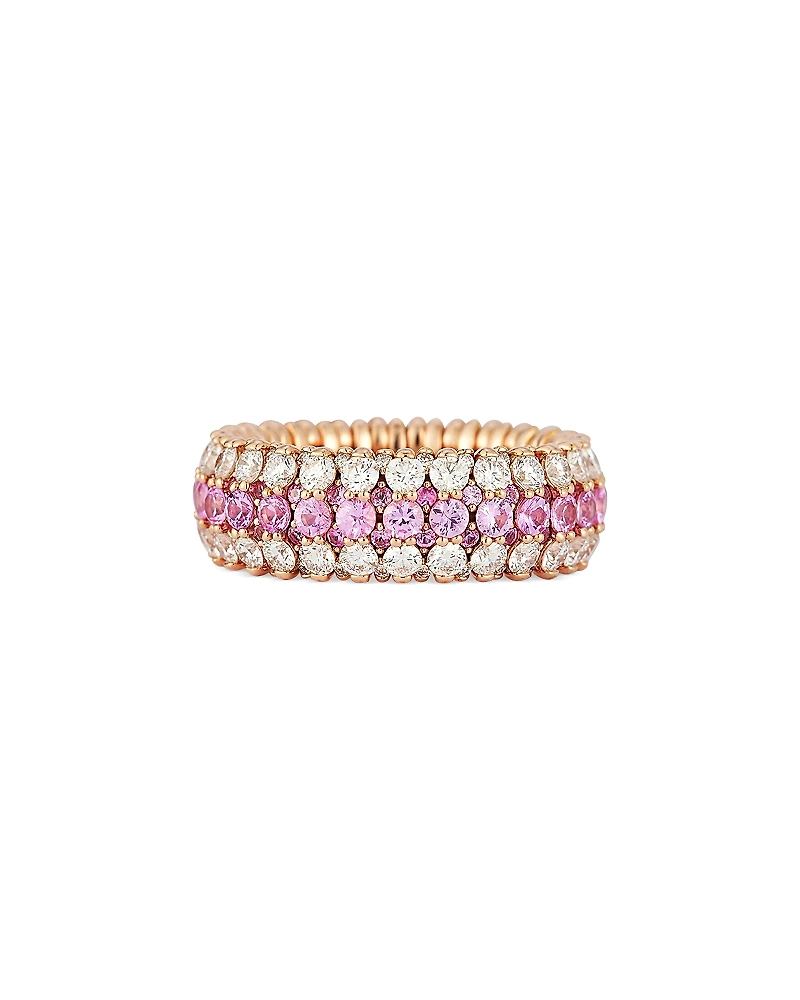 Roberto Demeglio 18K Rose Gold Giotto Pink Sapphire & Diamond Multirow Stretch Ring