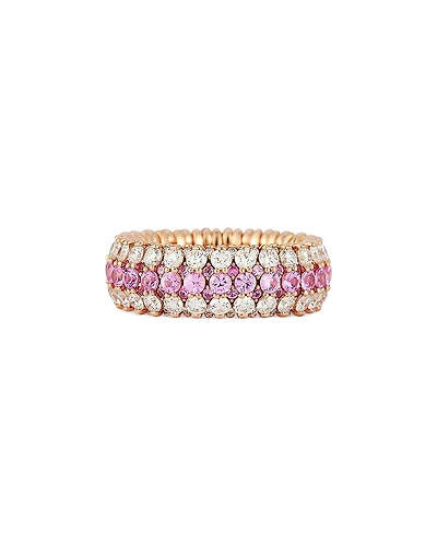 Roberto Demeglio 18K Rose Gold Giotto Pink Sapphire & Diamond Multirow Stretch Ring