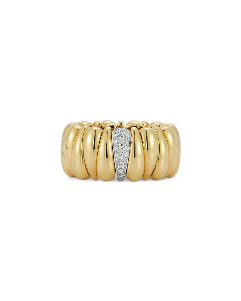 18K White & Yellow Gold Artiglio Diamond Stretch Ring