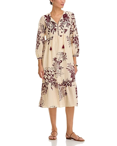 Johnny Was Tiered Bishop Sleeve Dress