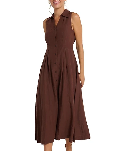 Hermoza Women's Stacia Collared Button Front Panel Midi Dress