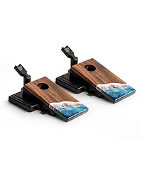 The Beach Epoxy Resin Mahogany Pathfinder ART Mini Tabletop Cornhole Game