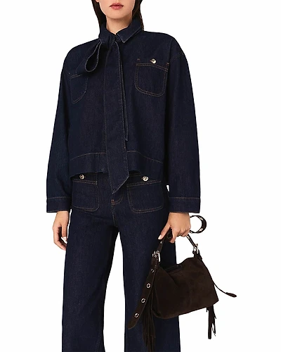 Maje Denim Shirt with Bow