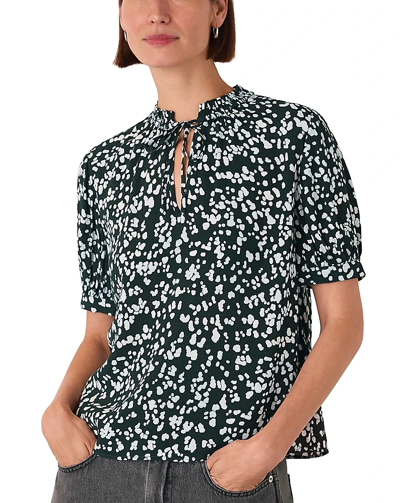 Whistles Animal Tie Neck Blouse
