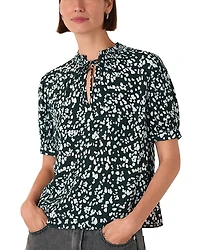 Whistles Animal Tie Neck Blouse