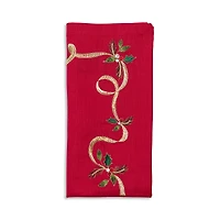 Kim Seybert Xmas Ribbon Linen Napkin, 21 x 21