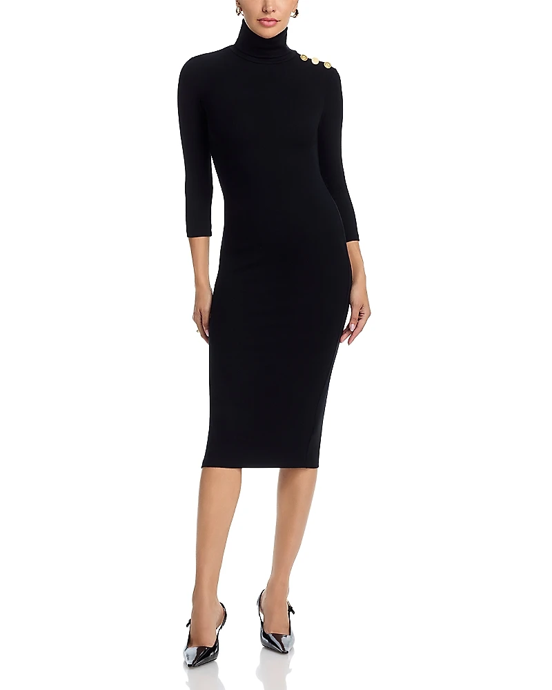 L'Agence Voletta Three Quarter Sleeve Turtleneck Dress