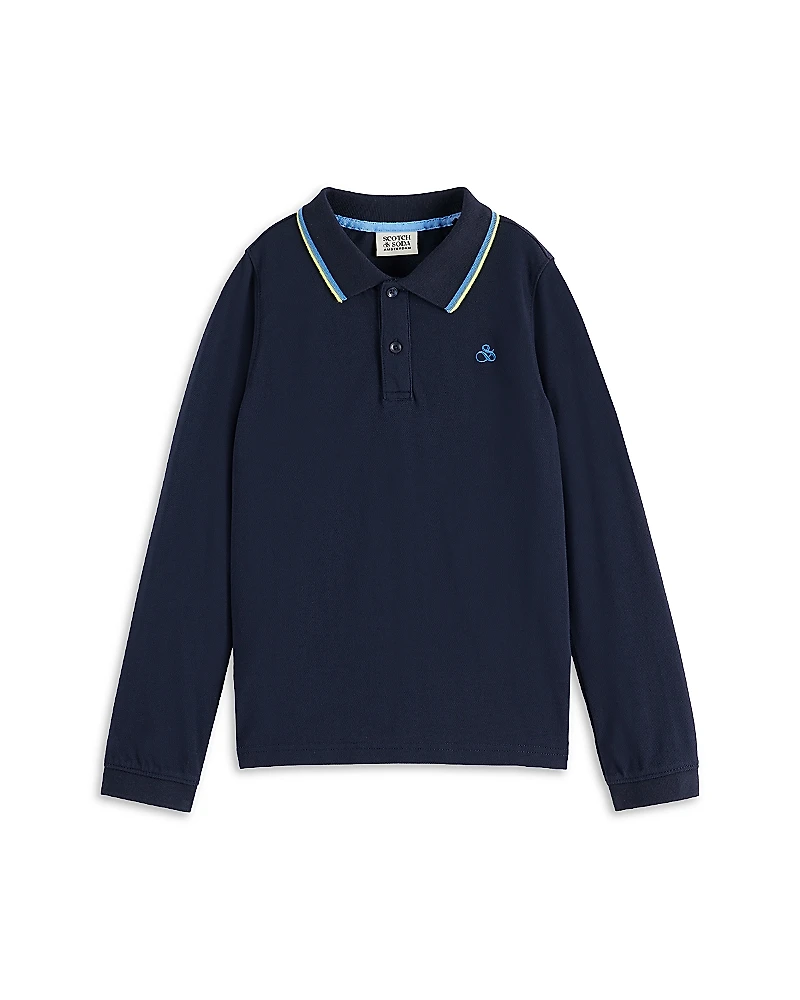 Scotch & Soda Boys' Long Sleeve Pique Polo Shirt - Big Kid