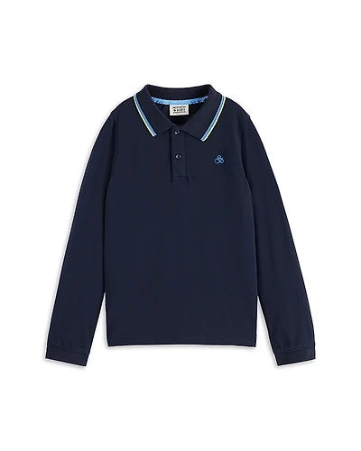 Scotch & Soda Boys' Long Sleeve Pique Polo Shirt - Big Kid