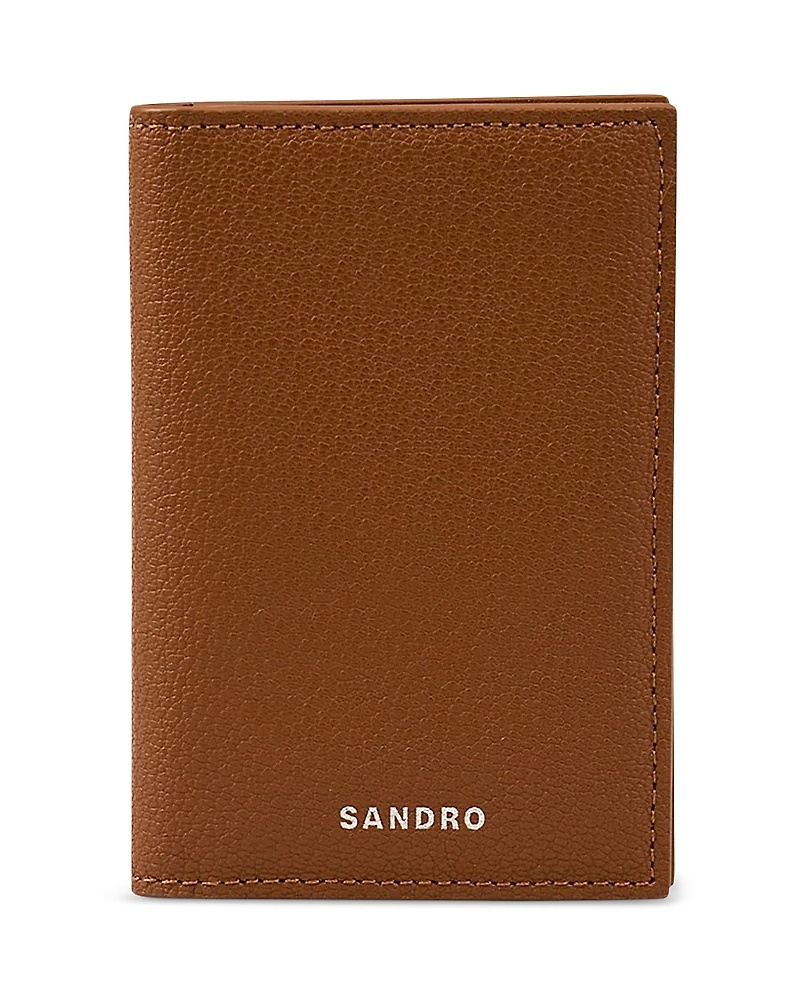 Sandro Grained Leather Foldable Card Holder
