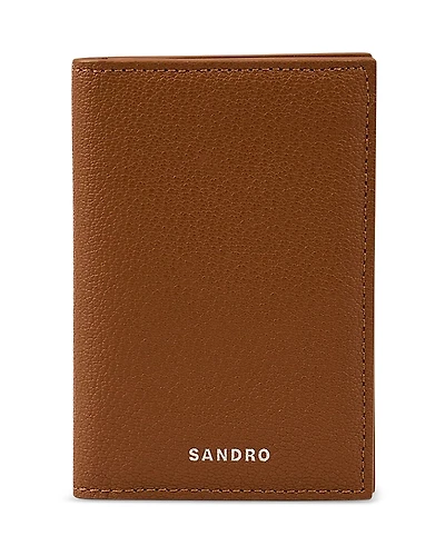 Sandro Grained Leather Foldable Card Holder