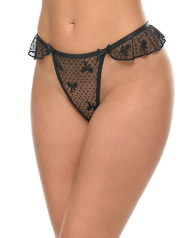 Oh La Cheri Brooke Bow Mesh Thong Panty