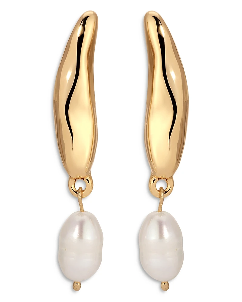 Ettika Cultured Freshwater Pearl Liquid Luxe Drop Earrings