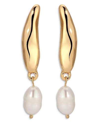 Ettika Cultured Freshwater Pearl Liquid Luxe Drop Earrings