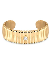 Ettika Crystal Solitaire Ribbed Cuff Bracelet
