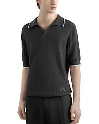Dolce & Gabbana Short Sleeve Textured Polo Sweater