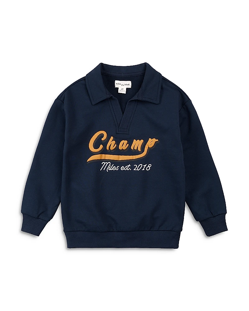 Miles The Label Boys' Champion Puff Print Logo Collared Sweatshirt - Little Kid